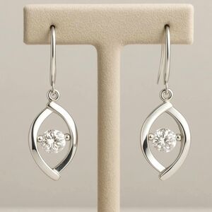 Sterling Silver CZ Heartbeat Dangle Earrings 2.00 ctw